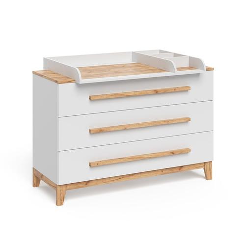 VitaliSpa® - Table à langer avec 3 tiroirs blanche/chêne artisan 133,2x98 cm