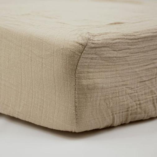 Babycalin - Drap housse 60x120 cm taupe - drap housse bébé en gaze de coton