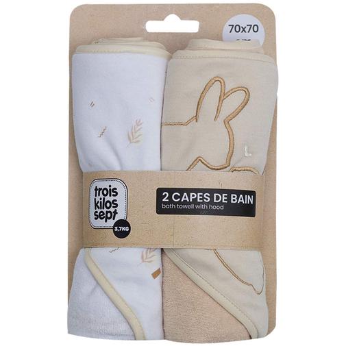 Trois Kilos Sept - Lot de 2 capes de bain Lapin (70 x 70 cm)