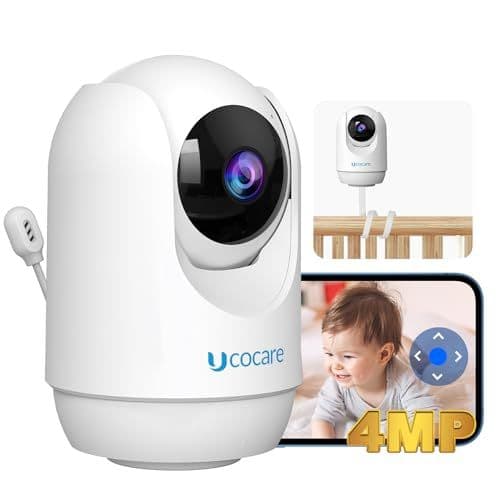 UCOCARE - UCOCARE Video Babyphone Camera avec Support, 4MP 360°PTZ Camera Surveillance WiFi Intérieure, Son & Mouvement Détection, Température & Humidité, Vision Nocturne, Suivi Automatique, pour Bébé, Animal