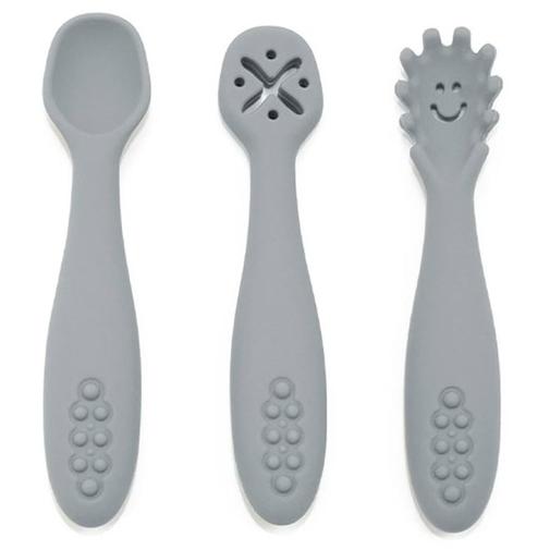 Babireva - Lot De 3 Cuillères D'apprentissage En Silicone Gris