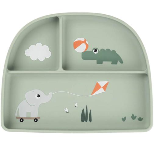 Done by deer - Assiette à compartiments ventouse Playground Vert