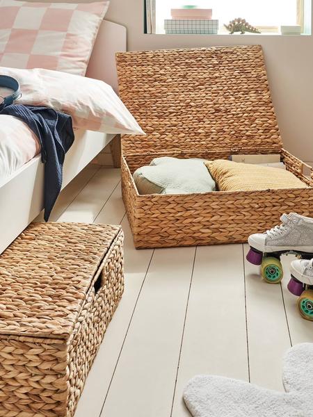Vertbaudet - Panier de rangement XL pour dessous de lit en jacinthe d'eau beige doré