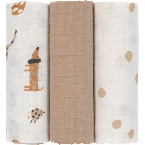 Lassig - Lot de 3 langes en coton bio Little Mateys (85 x 85 cm)