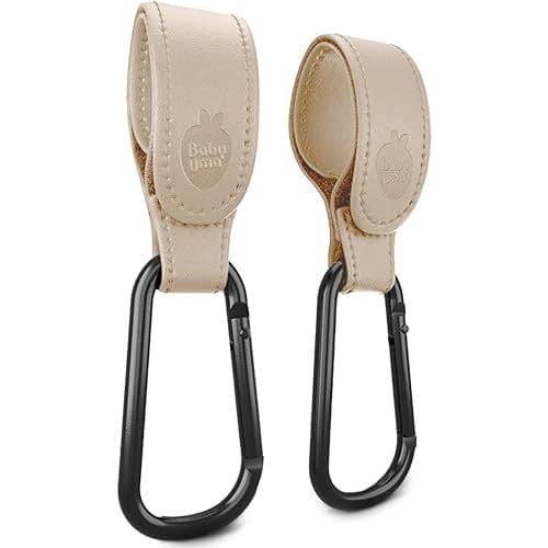 Baby Uma - Baby Uma Crochet Poussette (Lot de 2) - Simili Cuir Premium, Universel, Supporte Jusqu’à 5 kg (Beige)