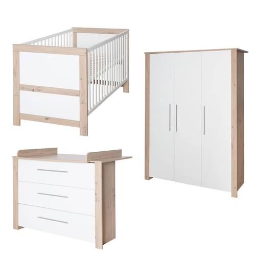 Roba - Chambre Bébé Évolutive Complète Avec Soft-close Malo Blanc - Chêne Sonoma Scié