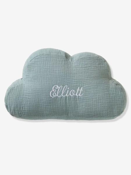 Vertbaudet - Coussin nuage en gaze de coton personnalisable bleu grisé