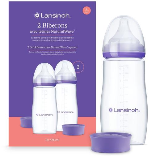 Lansinoh - Lot de 2 biberons et tétines Natural Wave® spécial allaitement (330 ml)