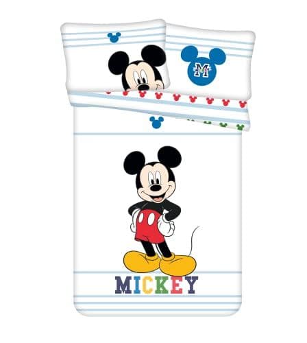 Jerry Fabrics - Parure de Lit Bébé Mickey Colors, 100% Coton, Housse de Couette 100x135 cm + Taie d'oreiller 40x60 cm