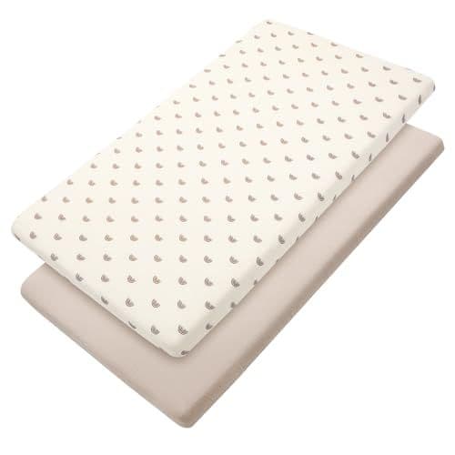 Peepeemax - Drap Housse pour lit Bébé 60x120 cm, 100% Mousseline de Coton Drap Housse Cododo pour Matelas Ovale et Rectangulaire, Literie Bébé Douce et Respirante, Lot de 2, Arc-en-Ciel