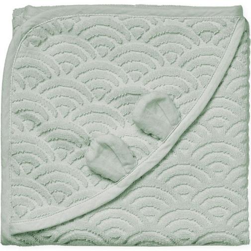Cam Cam Copenhagen - Cape de bain bébé ours vert sauge (80 x 80 cm)