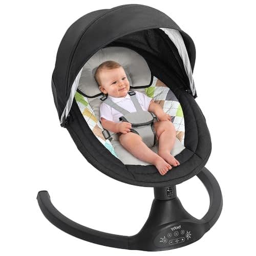 Bioby - Bioby Balancelle Bebe Electrique | Transat Bebe Sécurisé avec Harnais 5 Points & 5 Modes de Balancement, pour Bébé 2-9 kg, Pliable, avec Bluetooth et Télécommande, Noir