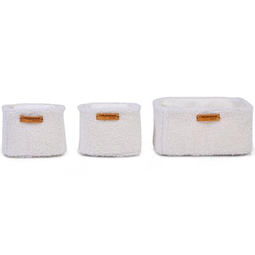 Childhome - Lot de 3 paniers à suspendre table à langer Teddy écru