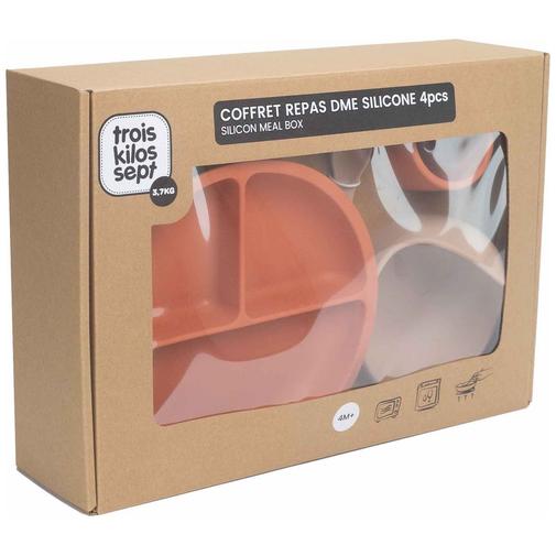 Trois Kilos Sept - Coffret repas en silicone Terre de sienne-Sable (4 pièces)