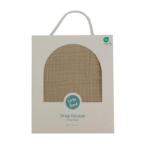 Little Band - Drap housse 70x140 cm moka double gaze de coton