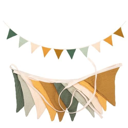 Zouwel - Guirlande de Fanions pour Chambre d'enfant, 2,6 mètres Coton Bannière de Drapeau Triangulaire en Tissu,Décoration Chambre Enfant Chambre bébé à Suspendre (Morandi-Green)