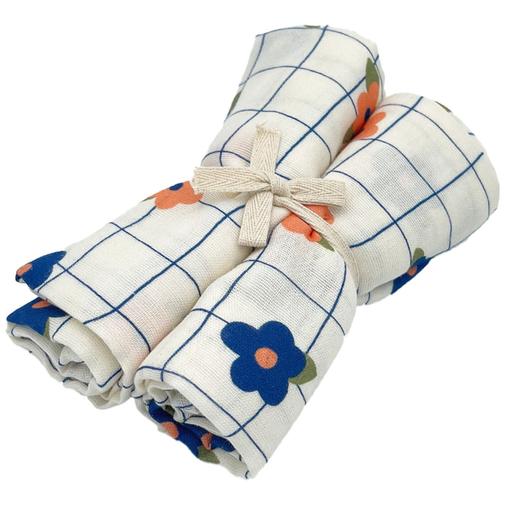 Milinane - Lot de 2 langes Gaspard Daisy Flower (70 x 70 cm)