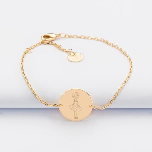 HappyBulle - Bracelet enfant chaîne personnalisé illustration médaille gravée plaqué or 2 trous 15 mm - HappyBulle x Marie Savart