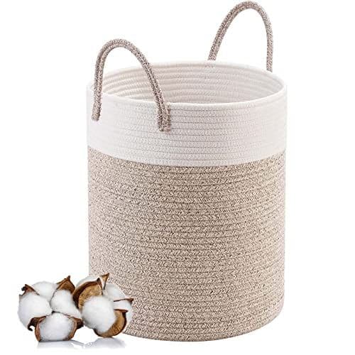 anshuke - Grand Panier à linge Pliable Avec Anse Panier de Rangement Pour Jouets Panier de Rangement Avec Poignée Fabriqué à la main 46 x 38 cm