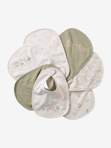 Vertbaudet - Lot de 7 bavoirs naissance en coton bio* vertbaudet babylone - Vertbaudet