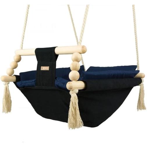 Velinda - Bascule pour bébé noir, bleu marine