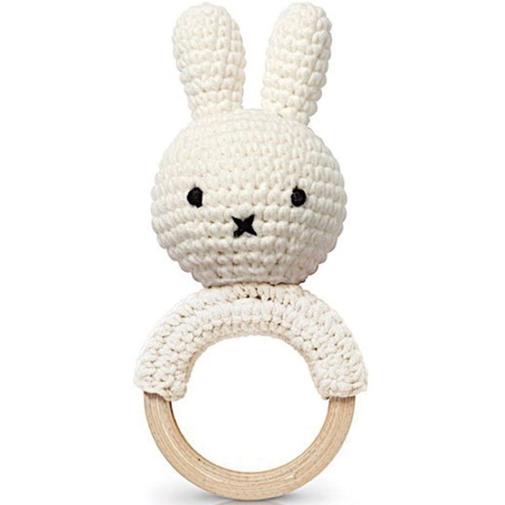 Just Dutch - Hochet anneau de dentition Miffy blanc