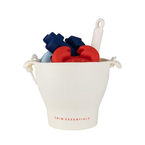 Swim Essentials - Seau de plage avec pelle et 3 moules en silicone Océan - Ecru