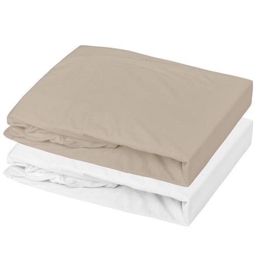 Mon P'tit Dodo - Lot alèse et drap housse Blanc-Sable (60 x 120 cm)