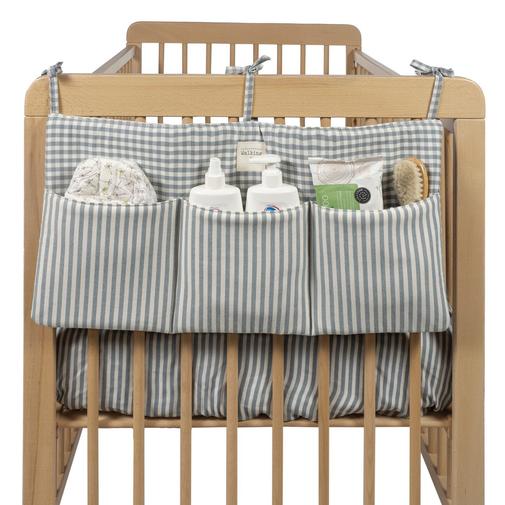 Walking Mum - Organisateur de lit Praliné Vichy Rayures Matcha