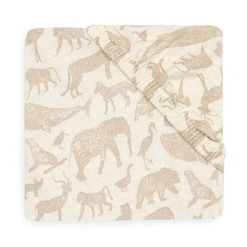 Jollein - Drap-housse - JOLLEIN - Animaux - 100% coton - Beige - 60x120 cm - Lit bébé beige - Jollein