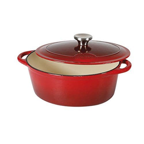Sitram - Sitram 710840 Cocotte 6.5 L Fonte d'acier émaillée Forme ovale,Rouge/Crème,33 x 25 x 13.5 cm