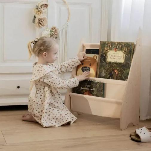 Babykare - Bibliothèque enfant mamoi en bois & tissu 52×25×63 cm beige