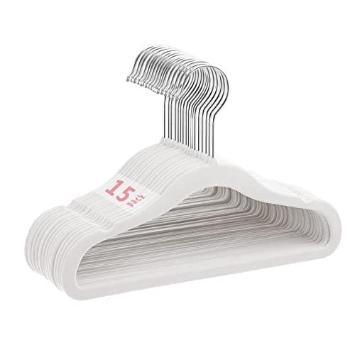 MangoKit - MangoKit 15 Baby Cintre en Velours Antidérapant, Cintre pour Nourrissons et Jeunes Enfants, Cintre pour Enfants Peu Encombrant, Crochet Rotatif à 360 Degrés, Cintre Robuste et Durable (28cm, Blanc)