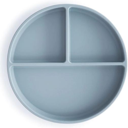 Mushie - Assiette à compartiments en silicone avec ventouse Powder blue