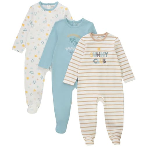 Orchestra - Lot de 3 dors-bien en jersey imprimé fantaisie pour bébé garçon