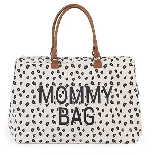 Childhome - CHILDHOME, Mommy Bag, Sac à Langer, Maternité, Sac de voyage, Grande Contenance, Tapis à Langer, Bandoulière Ajustable, Compartimenté, Poche Isotherme, Passage pour Valise, Leopard