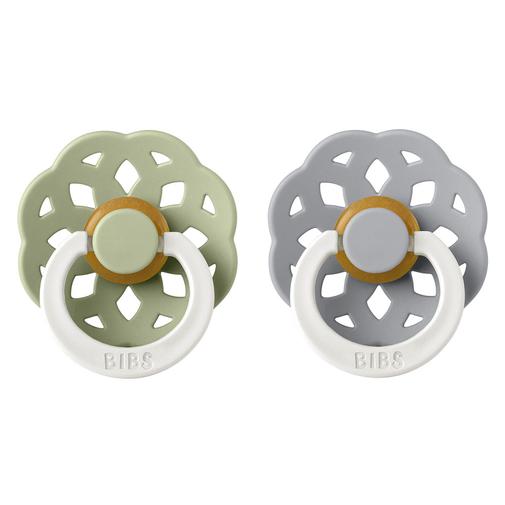 Bibs - Lot de 2 Sucettes Rondes Boheme Glow Sage & Cloud - 6/18 Mois