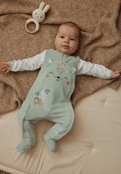 Petit Beguin - Pyjama Bébé En Velours Ouverture Pont Kenya Vert