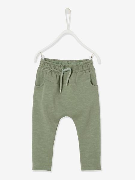 Vertbaudet - Pantalon bébé garçon molleton tilleul foncé