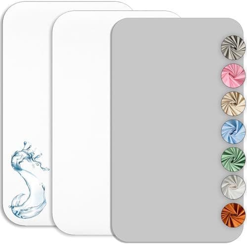 Lovely Hippo - Drap Housse Cododo 55x90cm (Lot de 2) + 1 Alèse Imperméable Protège Matelas Cododo - Set 2+1 Draps Cododo et Alèse Cododo - Oeko-TEX (Blanc/Gris, 55 x 90 cm)