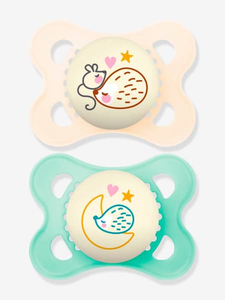 Mam - Lot de 2 sucettes en silicone MAM Nuit 2 à 6 mois sable + vert - Mam