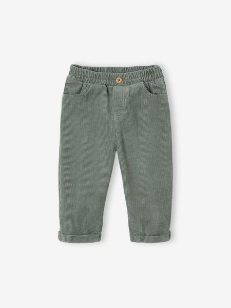 Vertbaudet - Pantalon bébé en velours côtelé lichen