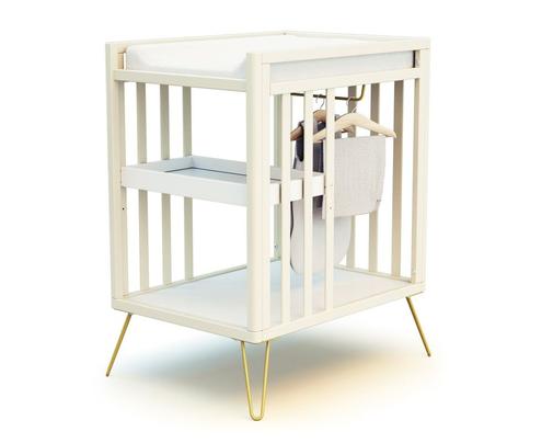 Jurababy - Table à langer 2 étagères en bois jaune