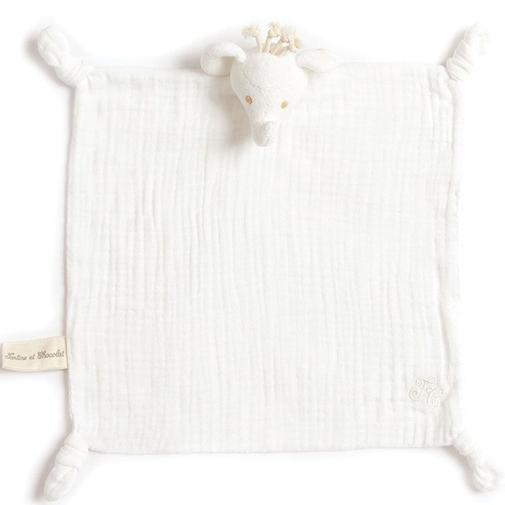 Tartine et Chocolat - Doudou plat en coton bio éléphant (30 x 30 cm)