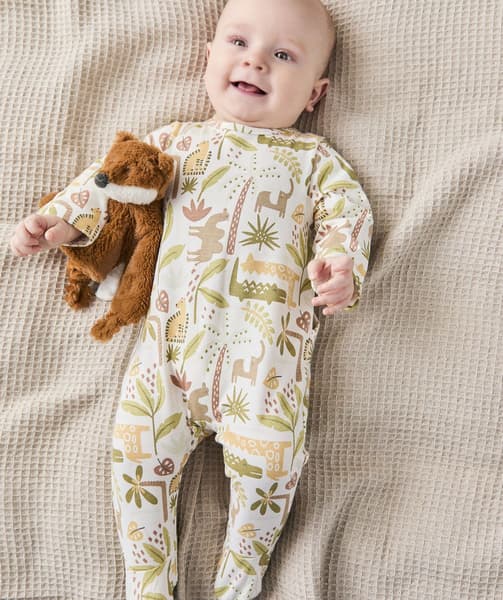 taokids.com - DORS BIEN EN COTON BIOLOGIQUE IMPRIMÉ TROPICAL AVEC ANIMAUX