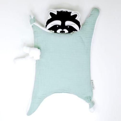 Petit Bloom - Doudou lange raton laveur sauge
