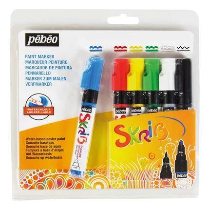 Pébéo - Skrib Paint Marker Gouache Set 6 Marqueurs Classique