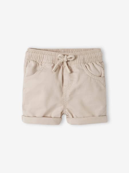 Vertbaudet - Short sergé taille élastiquée bébé garçon beige - Vertbaudet