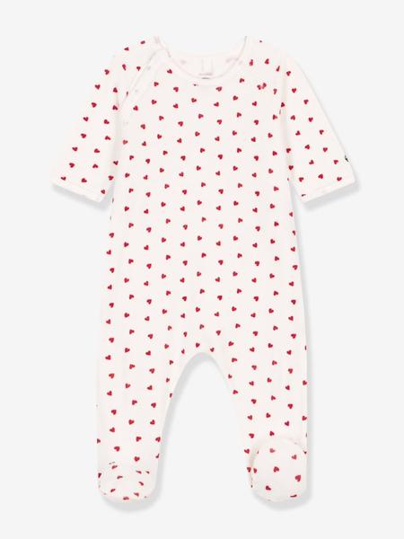 Petit Bateau - Pyjama bébé en velours coeurs blanc