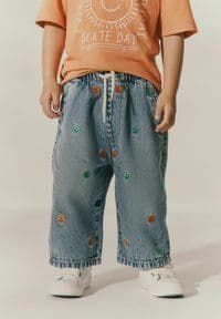 Next - ALL-OVER EMBROIDERED - Jean boyfriend - mid blue
